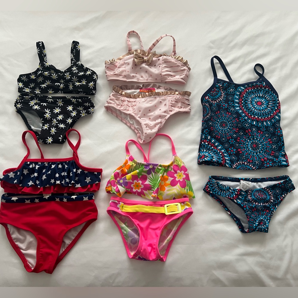 Bundle of 5 mixed sizes (12 mo - 2T) Girls bathing suits